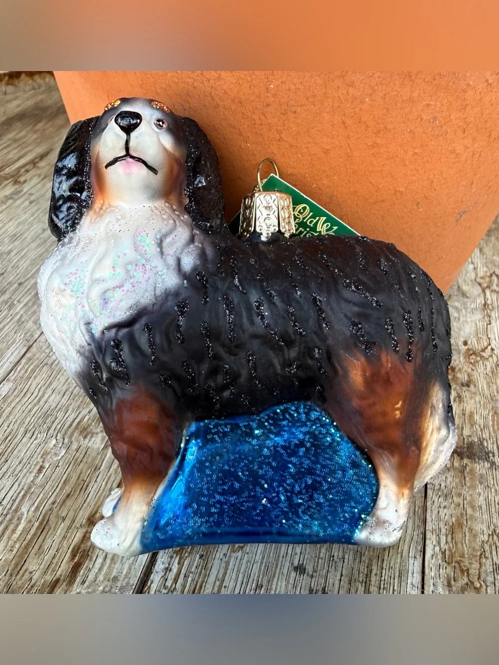 Old World Hand Blown Glass Christmas Ornament Bernese Mountain Dog